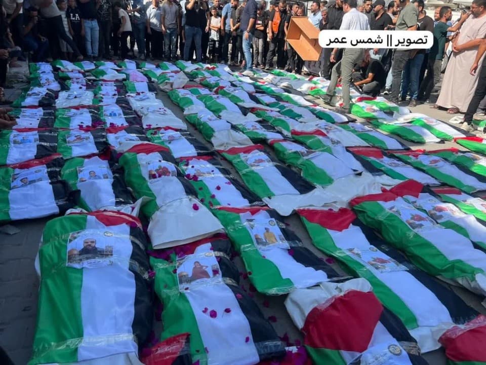 آغاز مراسم تشییع پیکر ۱۰۰ شهید در غزه
